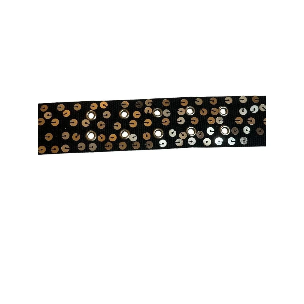 Black Sequin Indie Sleaze 90s Mall Rat Belt Y2K Emo Glam Grunge Canvas EUC 45